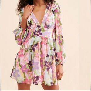 Hutch Floral Printed Ruffled Mini Dress